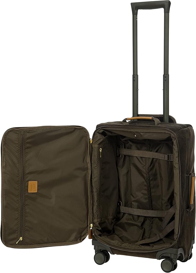 Bric's LIFE TROPEA 21-Inch Carry On Spinner - Luxury Luggage With Spinner Wheels - Away Luggage and Lightweight Carry on Suitcases with Wheels - Faux Suede - Olive