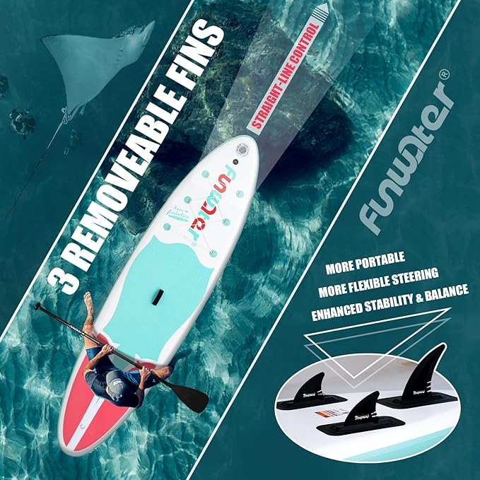 FunWater Inflatable Stand Up Paddle Board 10'/10'6"/11'/11'6" Paddle Board for Adults & Youth, Paddleboards Inflatable with Premium SUP Accessories, Wide Stable, Non-Slip Comfort Deck
