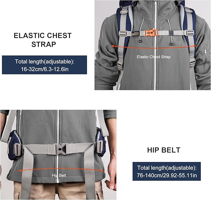 MOUNTAINTOP 70L Internal Frame Backpack Camping Backpacking Hiking Backpack for Men Women with Rain Cover