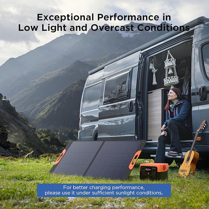 110 Watt Portable Solar Panel,Road Trip Essentials,18.6V Foldable Solar Panel Charger for Power Station,23.5% High Efficiency IP67 Waterproof 2 Kickstands for Camping RV Hurricane Blackout