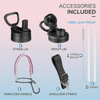 KXIAOCHEN Insulated Water Bottle, Stainless Steel Water Bottle, 2 Lids (Straw and Handle Lid),Wide Mouth Metal Water Bottles Keep Hot and Cold, Double Walled, Thermo Mug, Metal Canteen