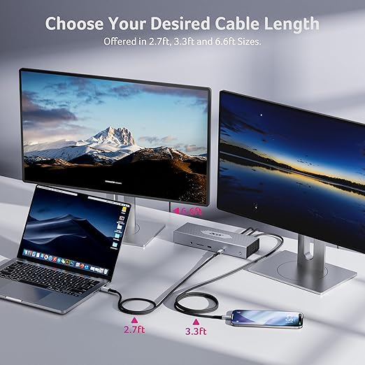 acer USB4 Cable 40Gbps, 8K@60Hz USB-C Video Cable, 240W Fast Charging Thunderbolt 4/3 Braided High Speed Cable Compatible with MacBook, SSD, Docking, iPhone 16 and More (6.6FT)
