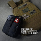 EVERLIT Emergency Trauma Kit, CAT GEN-7 Tourniquet 36" Splint, Military Combat Tactical IFAK for First Aid Response, Critical Wounds, Severe Bleeding Control (Black)