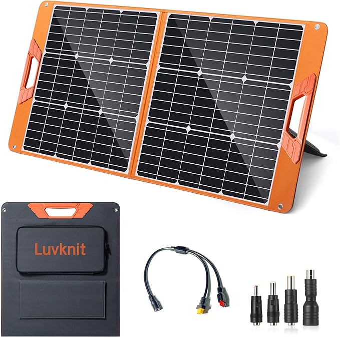 Solar Panels 100Watt Portable 24% High-Efficiency 18V Foldable Solar Charger with USB Outputs for Power Stations, Phones, IP65 Waterproof Perfect for Camping, RVing, Home Backup and Off-Grid Blackouts