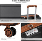 Kono 20'' Carry on Luggage Lightweight with Spinner Wheel TSA Lock Hardside Luggage Durable Small Carry on Suitcase Apricot Black