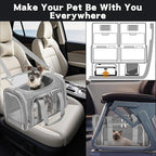 Soft-Sided Cat/Dog/Pet Carrier, Collapsible Pets Travel Carriers for Big Cats/Small Dogs with Shoulder Strap & Removable Mat, Mesh Puppy Carry Bag, Up to 25 Lbs(Gray)