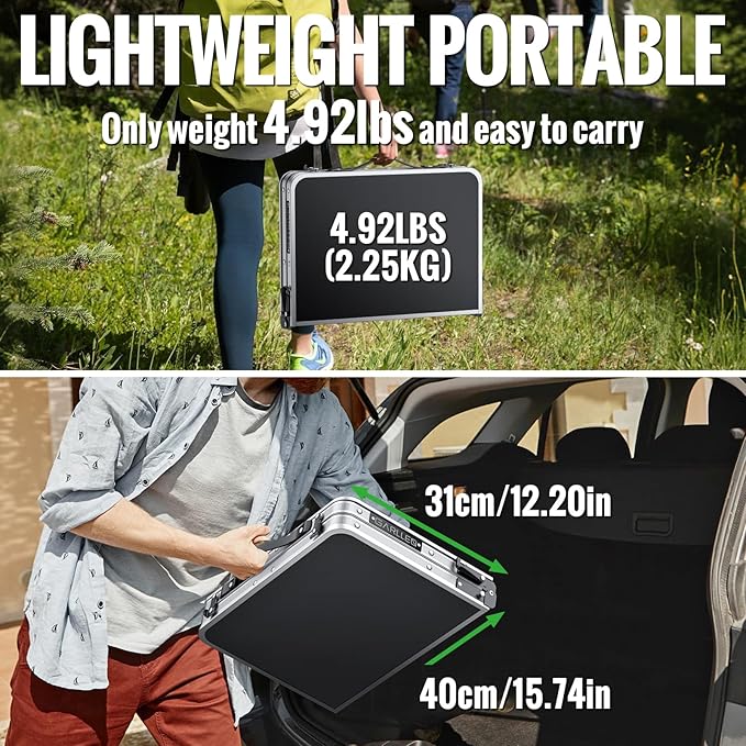 GARLLEN 2ft Folding Camping Table, Portable Picnic Table with 3 Adjustable Height, Lightweight Aluminum Outdoor Table for BBQ, Camping, Dinning, 22.8" L x 15.7" W, Silver