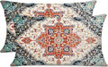Outdoor Waterproof Pillow Covers - 12 x 20 Inch Set of 2, Orange Bohemian Vintage Carpet Pattern, Ethnic Design Decorative Farmhouse for Couch, Garden, Balcony