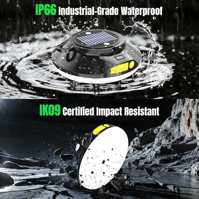 16000mAh 26000LM Solar Portable LED Camping Lantern, Rechargeable Light 150W with Magnet , Flashlight, IPX66 Waterproof Tent Lights Power Failure Emergency for Power Outages, Emergency, Tent, Outdoor