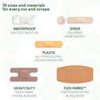 CURAD Assorted Bandages Bulk Variety Pack 320 Count 5 Styles Including Waterproof, Sheer, Plastic, Heavy Duty & Flex-Fabric First Aid Kit Essentials Protects Scrapes, Cuts & Burns