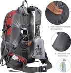 FENGDONG 40L Waterproof Lightweight Hiking,Camping,Travel Backpack for Men Women Red