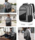 MATEIN 17 Inch Work Backpack for Men Women, Water Resistant Practical Travel Laptop Backpack with Anti Theft Pocket, Casual College Daypack Laptop Compartment TSA Friendly, Grey Black