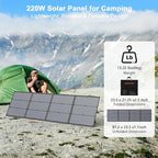 220W Portable Solar Panel, IP67 Waterproof Foldable 20V Solar Charger, High 23.5% Efficiency for Portable Power Station, Outdoor Camping, RV