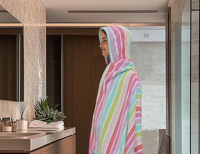 COTTON CRAFT Hooded Beach Towel - Oversized XXL 35x84 Towel with Hood for Adults - The Big Kahuna 7 Foot Beach Blanket Towel - Big & Tall Soft 100% Cotton Velour - Pool Bath Wrap - Pink Multi