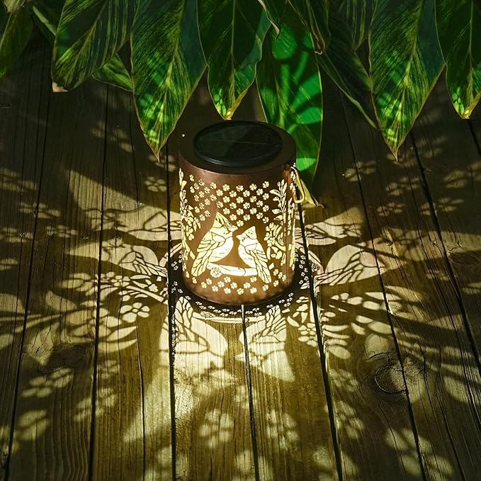 Cardinal Solar Lantern Outdoor Waterproof, Large 13.4" Metal Decorative Hanging Lantern, Oversized Solar Panel & 2000mAh Battery, Warm Glow for Garden Decor & Patio Ambience – Memorial & Sympathy Gift