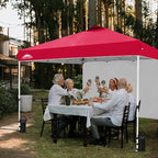 EAGLE PEAK Pop Up Canopy Tent with 1 Sidewall, Easy Setup Event Tent, Outdoor Sun Shade, Wheeled Carry Bag, Stakes and Guy Ropes, Instant Canopy 12x12, Red