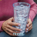 Tervis Clear & Colorful Tabletop Made in USA Double Walled Insulated Tumbler Travel Cup Keeps Drinks Cold & Hot, 24oz - 2pk, Clear