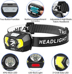 LED Headlamp Battery Powered, Headlight COB 2pcs 1500 Lumens, AAA Batteries Included, 7 Light Modes with Red Light, Headlamps IPX5 Waterproof Suitable for Camping, Jogging and Hiking