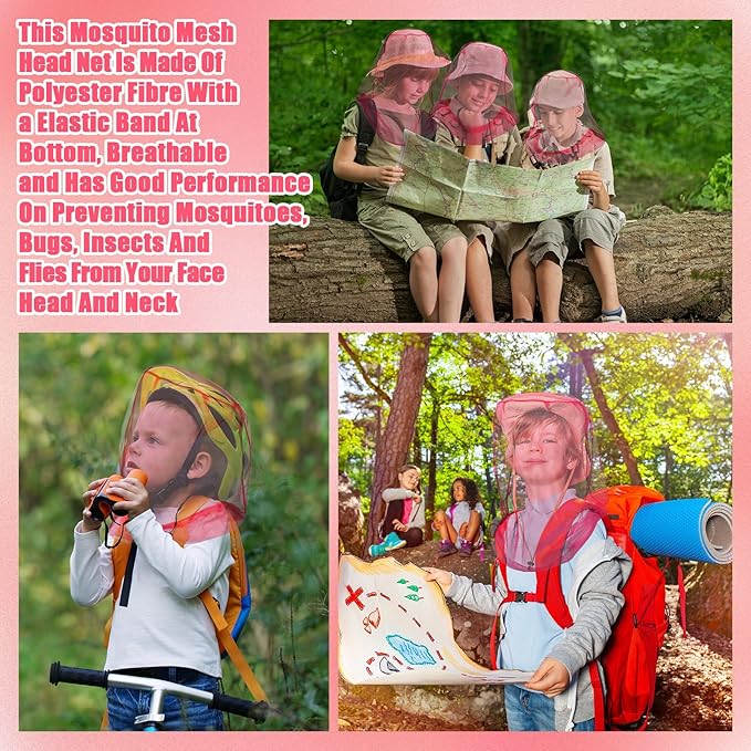 HESTYA 4 Pack Mosquito Bug Net Mesh for Head Mosquito Head Net Face Neck Fly Netting Hood from Insect Bugs Gnats for Outdoor