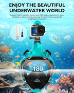 VGKE Full Face Snorkel Mask for Adults, 180 Degree HD Panoramic View Snorkeling Gear with Waterproof Phone Pouch, Anti-Leak & Anti-Fog, Breathe Freely Suitable for Men/Women