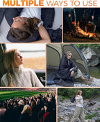 KingCamp Ultralight Camping Blanket, Packable Down Alternative Puffy Wearable Blankets Weatherproof Warm Package Quilt with Snap Buttons for Outdoor Hiking Travel Picnic Stadium (69"L x 53"W, Black)