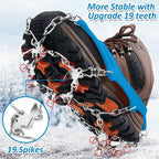 WIN.MAX Crampons for Shoes, Traction Cleats Ice Snow Grips with 19 Stainless Steel Spikes, Shoe Talons Anti - Slip Boots Spikes for Walking, Jogging, Climbing and Hiking