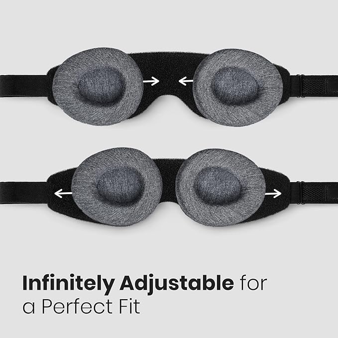 Manta Slim Sleep Mask – Ultra-Light Blackout Eye Mask with Adjustable Eye Cups, Soft Strap for Comfortable Sleep, Minimalist Design for Better Rest