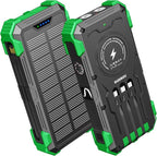 Solar Charger Power Bank, 42800mAh Wireless Portable Charger with USB-C in/Output, QC3.0 Fast Charging 15W 4 Ports Outdoor Battery Pack Built-in Dual Led Flashlights for iPhone Samsung etc