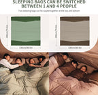 Naturehike Extra Wide Sleeping Bag for Adults, 1-3 Person Sleeping Bag, Patchwork Double Sleeping Bag, 35-44℉ Washable Sleeping Bag for 3 Seasons, Camping, Backpacking, Outdoor