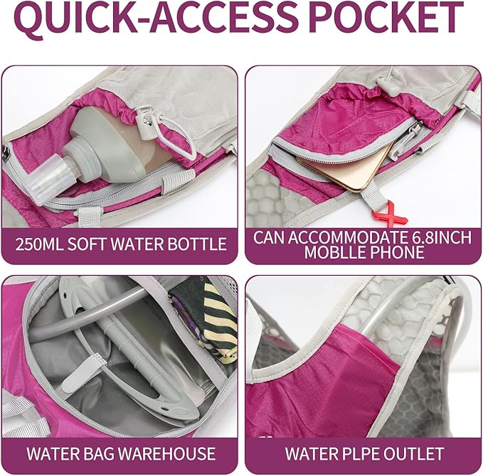 Hydration Pack Backpack, Lightweight Water Backpack with 2L Leakproof Hydration Bladder Daypack for Men Women,Running Hydration Vest for Outdoor Trail