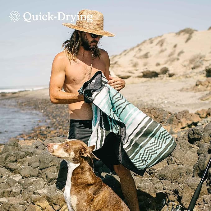Nomadix Original Towel - Perfect for Beach, Pool, Travel, Camping, Yoga - Made with Recycled Materials - Super Absorbent - Sand Resistant - Baja Aqua - 72.5x30