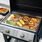 Propane Gas Griddle, 2-Burner Outdoor Gas Stove with 518 sq.in Cooking Area, Foldable Side Tables, Flat Top Grill Griddle for Patio Barbecue, Backyard BBQ Party, GS351