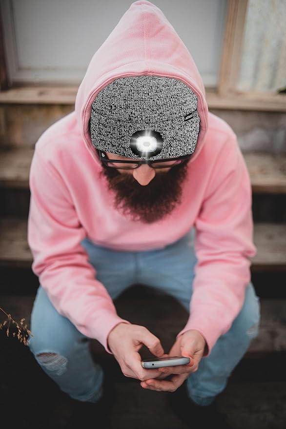 ATNKE LED Lighted Beanie Hat,USB Rechargeable 4 LED Running Headlamp Bright Cap with The Light Gifts for Men and Women