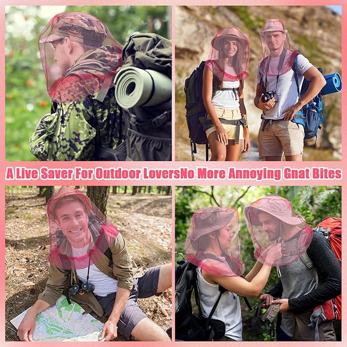 HESTYA 4 Pack Mosquito Bug Net Mesh for Head Mosquito Head Net Face Neck Fly Netting Hood from Insect Bugs Gnats for Outdoor