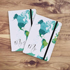 Passport Book Holder,Passport Wallet for Men Mr and Mrs Passport Holder Cover for Women World Map Case for Couples Christmas Traveling Book Protector 2PCS