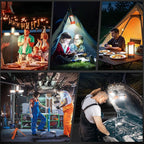 12000mAh Camping Light with Stand, Rechargeable Work Light, 10000 Lumen Dimmable Cordless Work Light with 3 LED Lamp Heads, Magnetic Emergency Flashlight with 79" Detachable Tripod