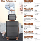 Kono Suitcase Set 3 Piece Luggage Set Expandable(only 28") Carry On Hardside Luggage with TSA Lock Spinner Wheels (Apricot Black, 6 piece set)