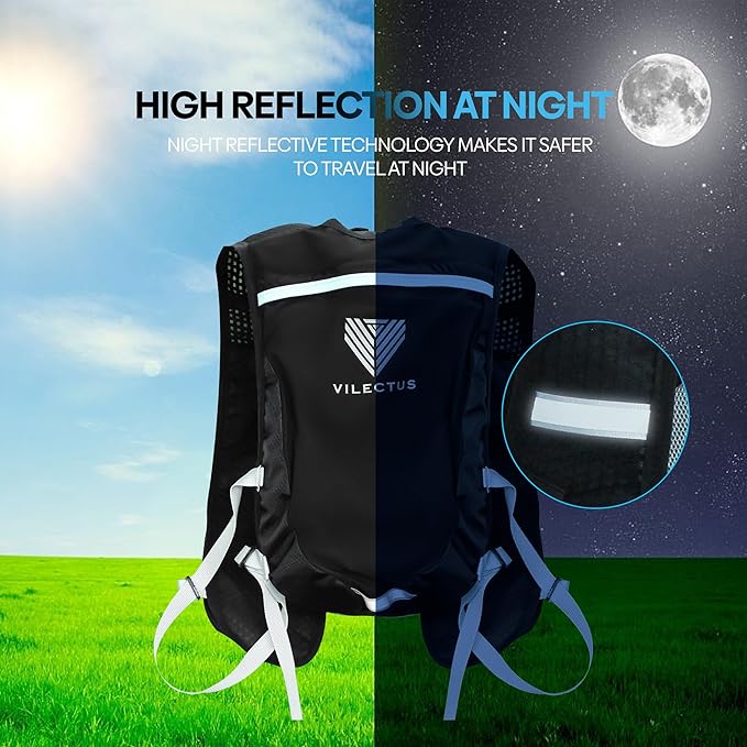 Running Vest for Women Men - Hydration Backpack with Cooling Towel & Tube Cleaner, 2.0L Water Bladder Bag, Lightweight Reflective Backpack for Hiking, Marathon & Trail Running Hydration Vest