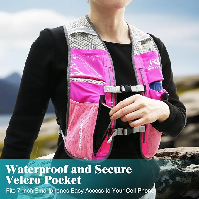 Hydration Vest Pack Backpack, Running Vest for Women Men Adjustable Chest Straps Running Hydration Vest for Trail Hiking