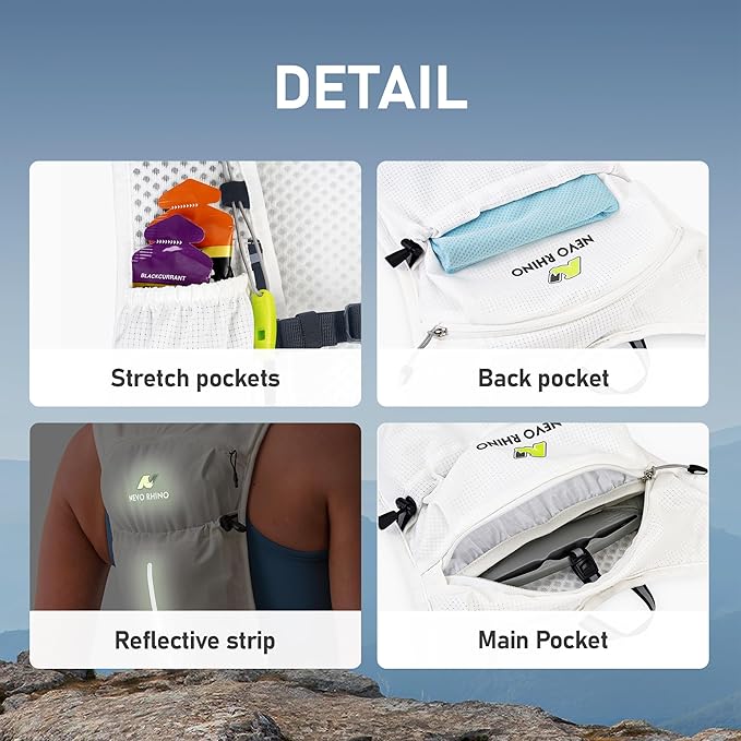 N NEVO RHINO Running Vest, Lightweight Hydration Vest, Insulated Water Backpack with 1.5L Water Bladder for Hiking, Trail, Running,Marathons,Cycling