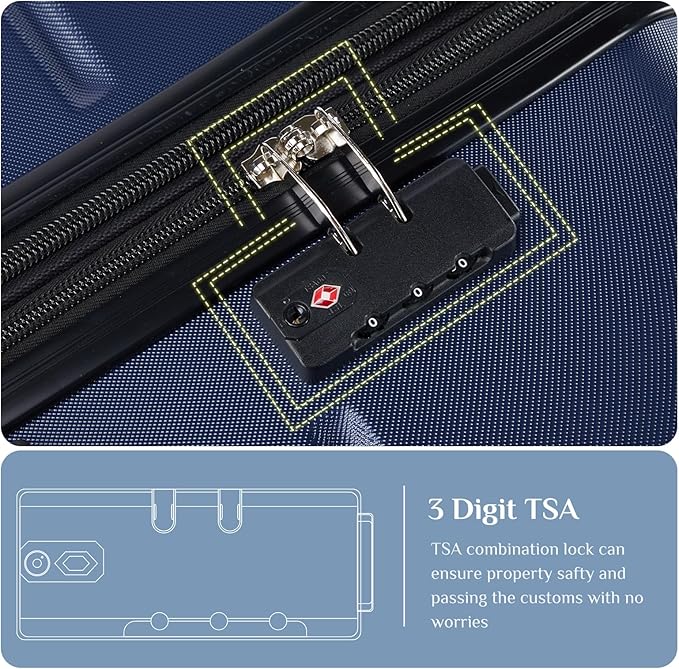OLIXIS 28 Inch Luggage, Hardside Checked Suitcase with Spinner Wheels, Lightweight ABS Hard Shell Travel Luggage, TSA Approved Lock, Expandable Large Suitcase for Business & Travel–Blue