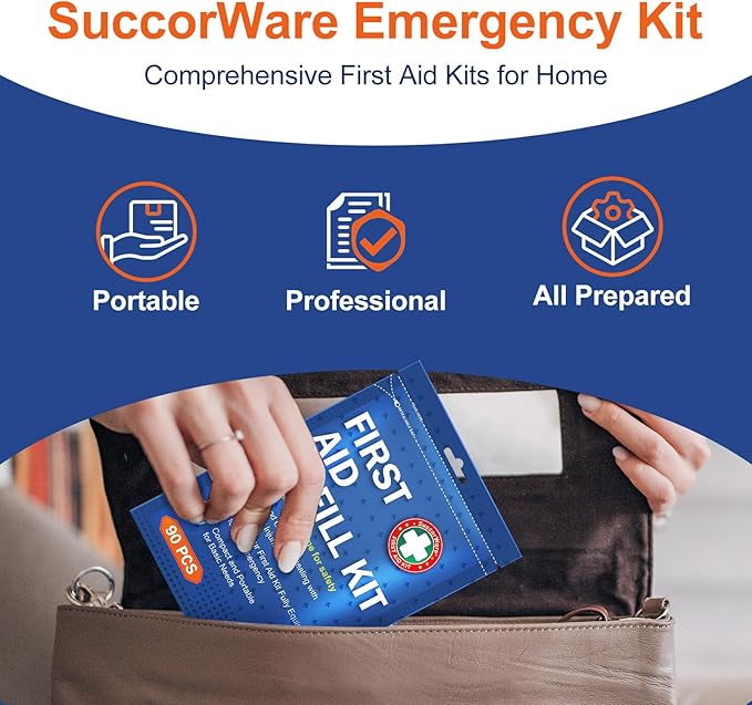 90 Pieces First Aid Refill Kit - Wound Care Kit Includes Bandages for Home, Travel, Hiking - Portable Replacement Kit for First Aid Medical Supplies（2 Set）