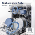 SENSARTE 17 Piece Ceramic Pots and Pans Set, Nonstick Detachable Handle Cookware, Induction Kitchen Cookware Set with Removable Handle, Dishwasher ＆ Oven Safe (Navy)