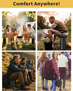 Upgraded Collapsible Stool with Detachable Cushion & Waterproof Bag - 400lbs Heavy Duty Portable Folding Stool for Adults, Telescoping Camping Seat with Carrying Straps for Fishing Hiking Travel BBQ