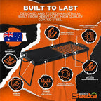 24" Heavy Duty Folding Campfire Grill, Food-Safe Cooking Surface, Compact Folding Design, Portable Grill Grate & Griddle for Campfire Cooking, Australian Designed & Owned