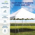 Party Tents Direct 15'x15' Weekender Standard Canopy Pole Tent - Easy Up Canopy Tent with 50 Person Capacity - Outdoor Canopies for Parties, Weddings, & Events (White)
