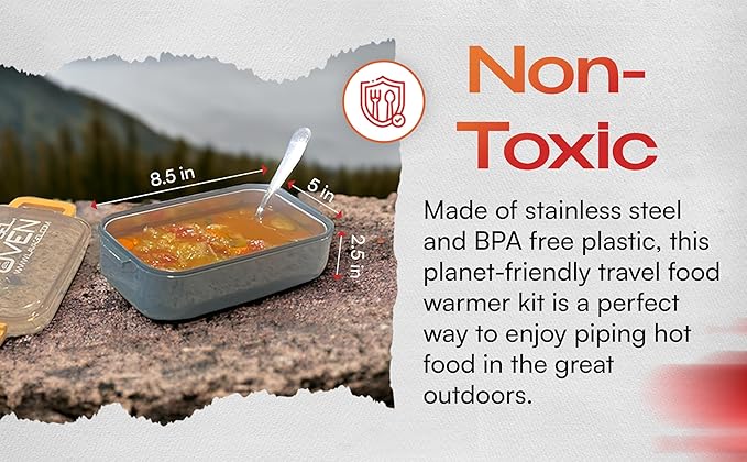 Flameless Portable Oven Kit – No-Fire Food Warmer for Camping, Hiking, Survival & Emergency | Includes 3 Single-Use Heat Pads + Drawstring Travel Bag