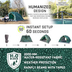 Happy Travel 1/2/3/4 Person Camping Tent, Instant Easy Pop Up Tents for Camping,Automatic Waterproof Family Camping Tent, Easy Set Up Tent,Portable Windproof Dome Tent for Camping Hiking & Traveling