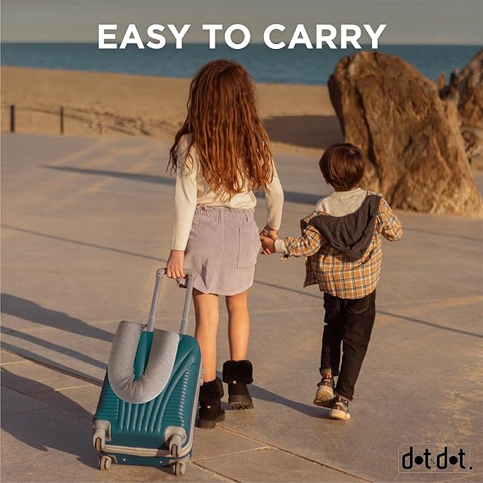 Dot&Dot Twist Memory Foam Kids Travel Pillow for Airplanes - Kids Neck Pillows for Travel, Sleeping - Airplane Pillow for Neck Support, Chin, Lumbar, Leg - Adjustable Toddler Neck Pillow for Car Seat