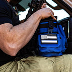 Iron Infidel Battle Bottle - Half Gallon Insulated Water Bottle with Paracord Handle, Large 64 oz Stainless Steel Water Jug with Rugged, Removable Sleeve for Keys, Wallet & Phone (Blue Line 2 Liter)